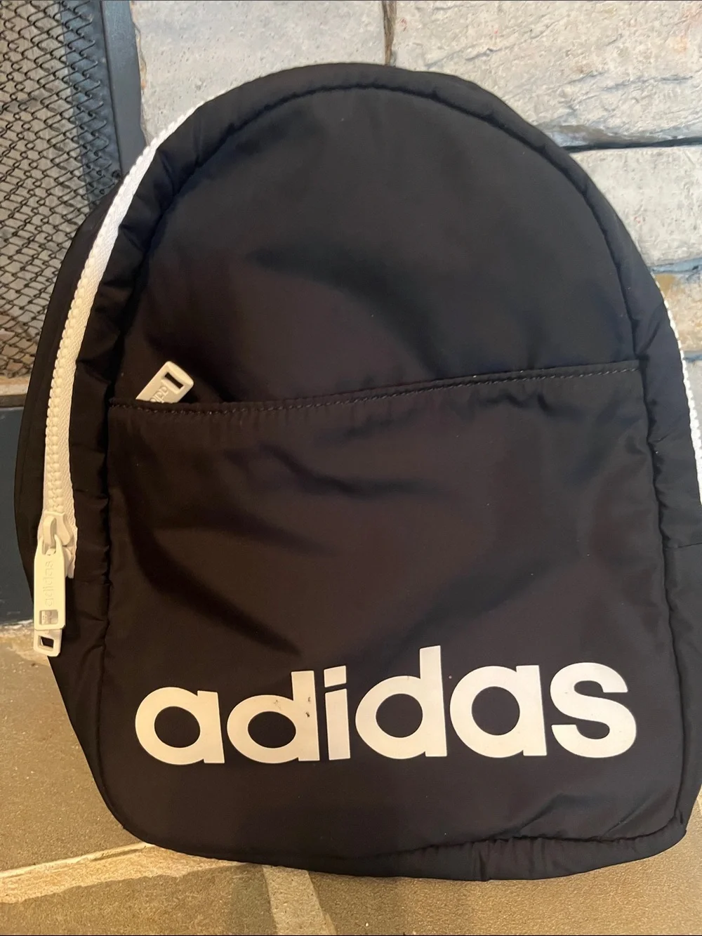 adidas Black Mini Backpack with White Logo